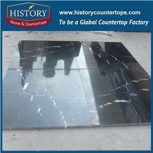 Historystone New China Nero Margiua with Black Marble for Flooring Tile & Big Slabs,Cut to Size Polished Surface.