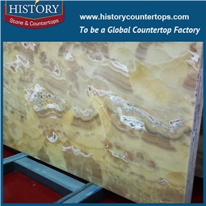 Historystone Onyx Slabs and Tiles,Yellow Onyx Polished Top Quality Pattern Design,Iran Onyx Pattern, Good Quality Polished Onyx Slab
