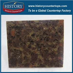 Historystone Polished and Smoothed Surface in Star Brown Multi-Color Granite Tile and Slab Quartz Stone for Kitchen Countertops or Desk Tops.