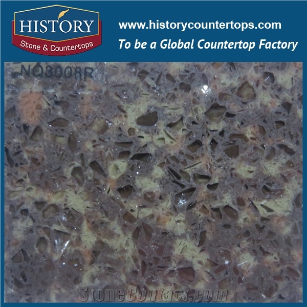 Historystone Polished and Smoothed Surface in Star Brown Multi-Color Granite Tile and Slab Quartz Stone for Kitchen Countertops or Desk Tops.