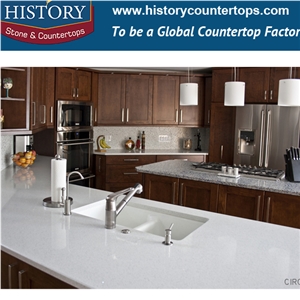 Historystone Pure White with Rich and Smooth Texture Sand Tile and Tile Quartz Stone for Kitchen Countertops or Desk Tops.