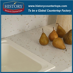 Historystone Shell Beige with Polished and Smoothed Surface Man Made Middle Sand Quartz Stone for Kitchen Worktops.