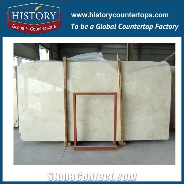 Historystone Spain Imported Cream Marfil Cream Beige Tiles Spainish Crema Marfil White Marble Slabs for Flooring and Wall Cladding Covering.