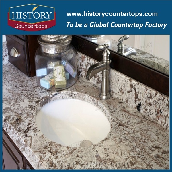 Historystone White Granite Bathroom Vanity Tops Have 2/3 Cm/ Custom Vanity Tops/Solid Surface