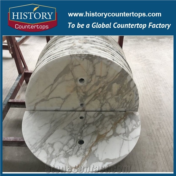 Historystone White Marble Vanity Tops,Polished Worktops with Drilling Sink Hole, Solid Surface, Custom Vanity Tops