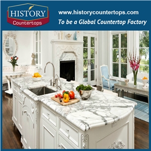 Historystone White Marble Vanity Tops,Polished Worktops with Drilling Sink Hole, Solid Surface, Custom Vanity Tops