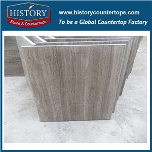 Historystone White Wooden Graining Natural Stone Polished Laminated Grey Pattern Marble Floor and Wall Tiles & Slabs for Indoor Decorative.