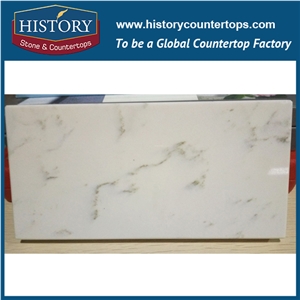 Historystone with Natural Marble Vein Surface in Darlene Man Made Tile and Slab Quartz Stone for Bathroom Vanity Tops or Countertops.