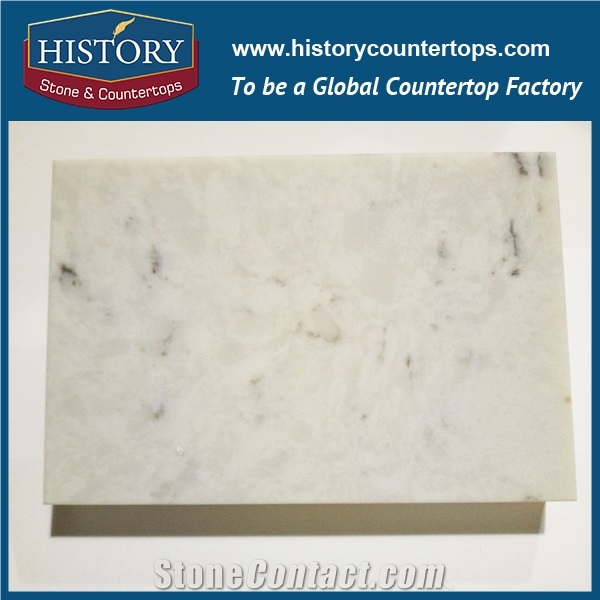 Historystone with Polished Solid Surface in London Gray Marble Tile and Slab Quartz Stone for Kitchen Island Tops or Countertops and Bar Tops.