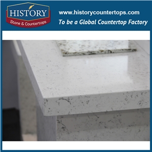 Historystone with Polished Solid Surface in Newport Marble Tile and Slab Quartz Stone for Kitchen Island Tops or Countertops and Bar Tops.
