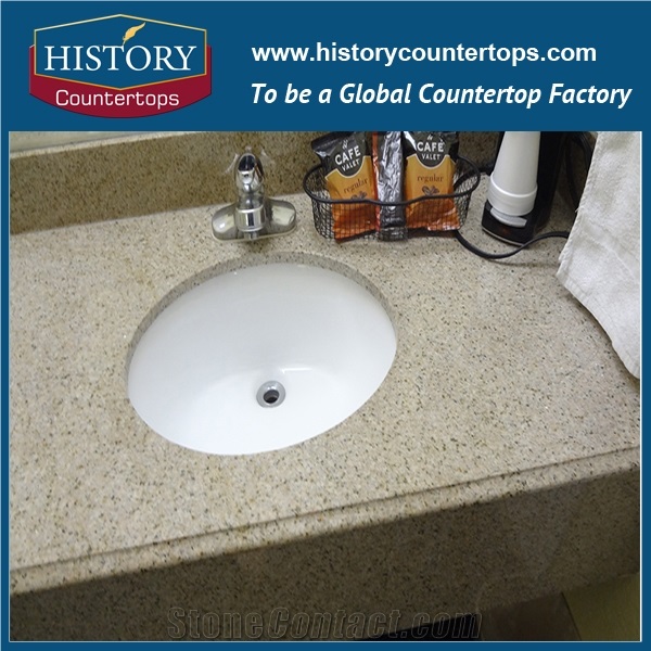 Historystone Yellow Granite Bathroom Countertops/Custom Vanity Tops/Engideered Stone Bathroom Vanity Tops/ Granite Bath Tops/Square Bath Tops