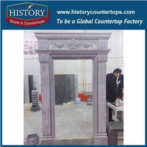 Home Decorative Pure White Marble Stone Arch Door Surround with Men Statues Designs, Exterior Door Surrounds Displays