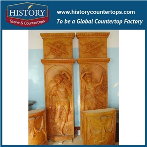 Home Decorative Pure White Marble Stone Entrance Door Frames with Carving Men Statues, Door Arches and Surrounds Stand