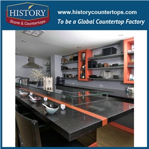 Hot on Sale Nq1004 Black Engineered Quartz Stone Kitchen Countertops/Bench/Bar Tops