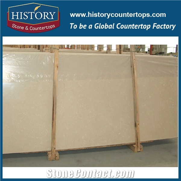Hot on Sale Nq2026 Beige White Solid Surface Quartz Stone Kitchen Countertops/Bench/Bar/Worktop Tops