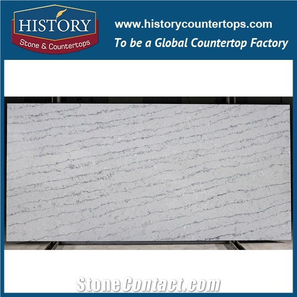 Huntington Historystone Tile and Slab Quartz Stone with Natural Marble Vein Surface Cut-To-Size for Flooring or Interior Applications.