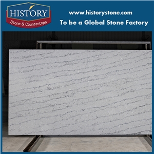 Huntington White Quartz Slabs Marble Vein Polished, China New Trends for Kitchen & Bathroom Countertops, Floor&Wall Covering Tiles, High Quality