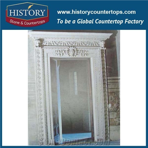 Luxury Designs Large Size Beige Spain Cream Marfil Marble Stone House Main Gate Door Surround for Sale, Door Frames Stands