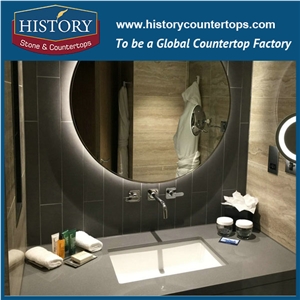 Man Made Grey Nq2004 Custom Solid Surface Quartz Engineered Stone Vanity Top/Bathroom Countertops