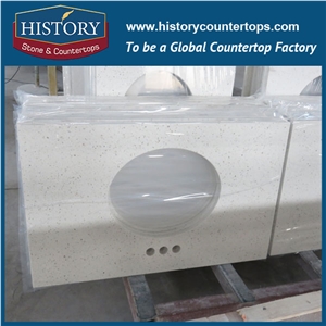 Manufacturer Hot on Sale White Nq2010 Custom Solid Surface Quartz Engineered Stone Vanity Top/Bathroom Countertops