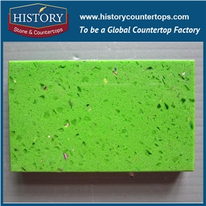 Matcha Green Of Historystone with Polished and Smoothed Surface Artificial Shunning Tile and Slab Quartz Stone for Kitchen Desk Tops or Worktops.