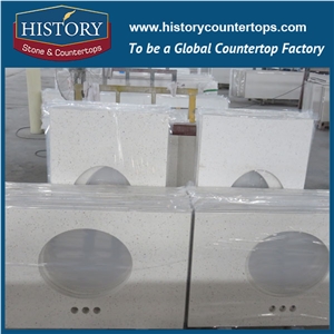 Pearl White Historystone with Glossy and Smooth Surface Big Quart Stone for Bench Tops or Bathroom Countertops.