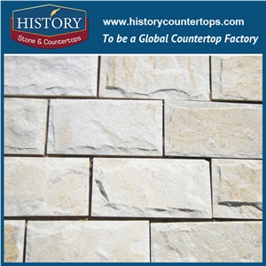 Pearl White Quartzite Wall Cladding Mushroom Stone, Decorative Wall Panel Stone