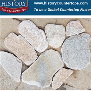 Polished Slate Multi-Color Irregular Flagstone Stepping Stones, Random Stone for Paving and Decoration
