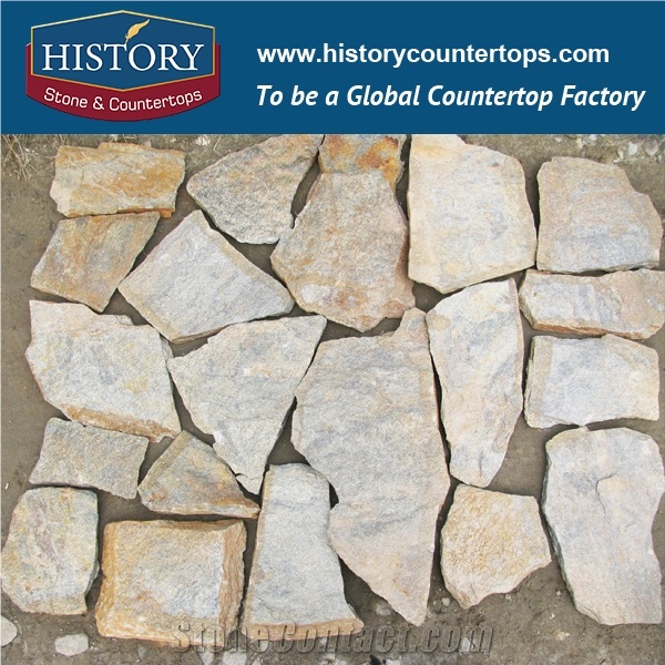 Polished Slate Multi-Color Irregular Flagstone Stepping Stones, Random Stone for Paving and Decoration
