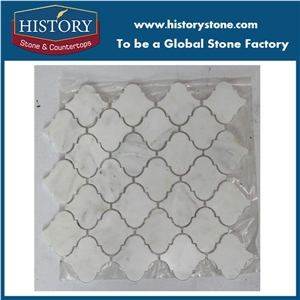 Polished Top Grade Carrara White Marble Lantern Mosaic Pattern Wall Tile Backsplash for Kitchen and Bathroom Covering