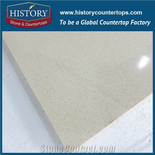Popular Quartz China Manufacturer, Beige Quartz Stone Engineered Slabs & Tiles Polished Surface Interior / Exterior Decor