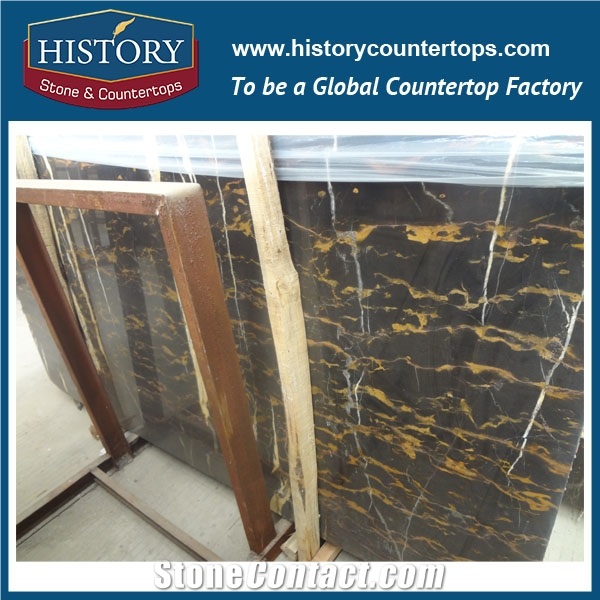Portoto Nero Giallo,Athens Black&Gold Flower Marble Tile&Slab Polishing for Building Stone,Bathroom Vanity Top