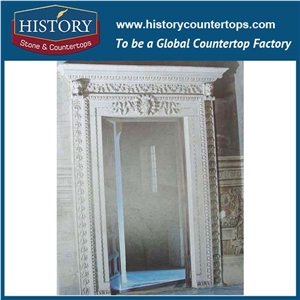 Pure White Marble Natural Stone Designs Indoor Decoration Hand Carving Door Frame, Door Surrounds for House, Villa Entry