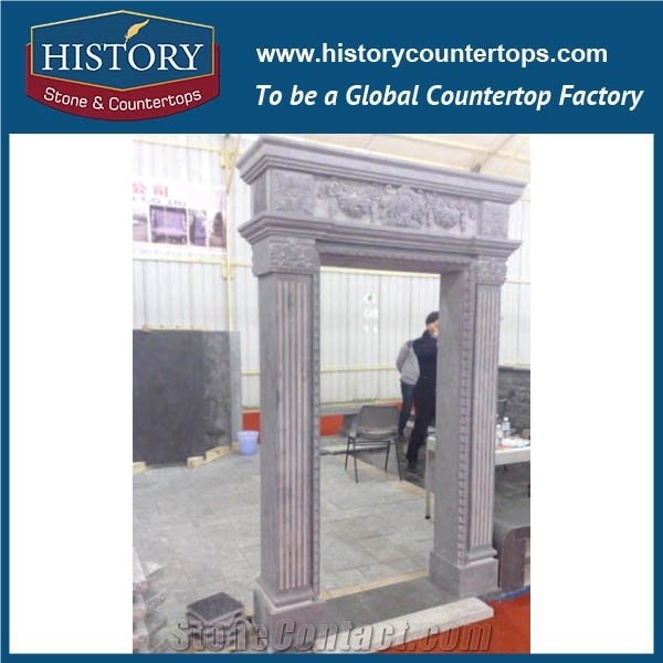 Pure White Marble Stone Luxury Design Hand Carved Men Statue Large Main Gate Arch Door Frames, Door Surrounds