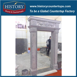 Pure White Marble Stone Luxury Design Hand Carved Men Statue Large Main Gate Arch Door Frames, Door Surrounds