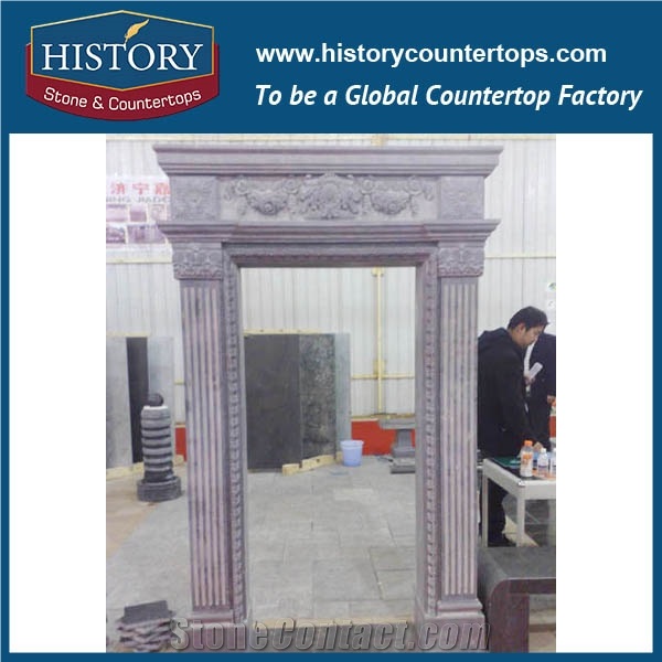 Purple Marble Stone Beautiful Carved Roman Column Arch Door Surrounds Pillar, Main Gates Front Entrance Door Frames
