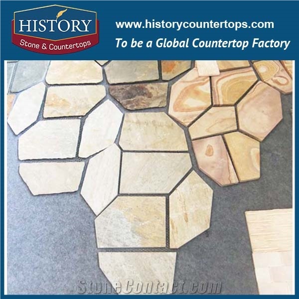 Rusty Color Slate Flagstone Mats for Decorative Wall Cladding, Interior and Exterior Floor Covering, Paver Stone