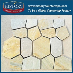 Rusty Color Slate Flagstone Mats for Decorative Wall Cladding, Interior and Exterior Floor Covering, Paver Stone