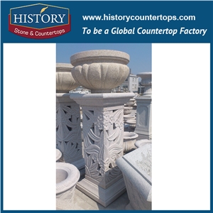 Western Garden Products Landscaping White Limestone Flowerpots Molds, Hand Carving Men Statues Planters Stands