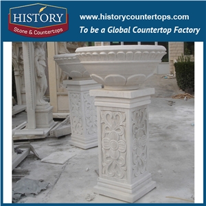 Western Garden Products Landscaping White Limestone Flowerpots Molds, Hand Carving Men Statues Planters Stands