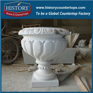 White Limestone Natural Stone Carving Flower Flowerpots for Sale Arts and Crafts Gardening Planters Pots for Garden, Park