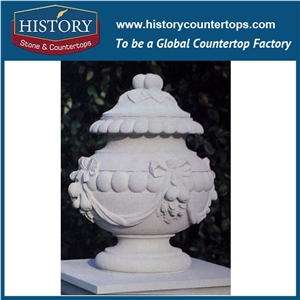 White Marble Stone Designs Decorative Roman Style Hand Carved Planters Boxes and Vases, Flowerpots Molds Display Stands