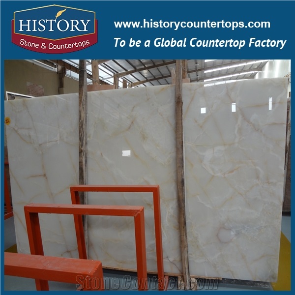 White Onyx Slabs for Countertop, Onyx Tiles Wall Tv Background Luxury Stone Natural Marble Transparent