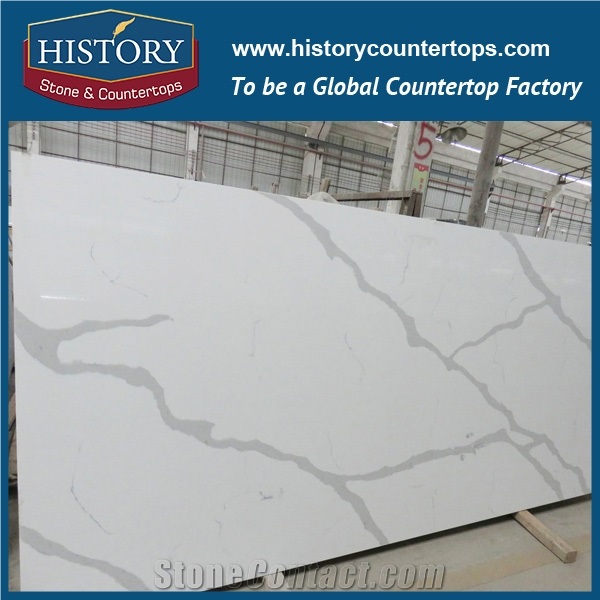 White Quartz Stone Slabs Polished Surface Kitchen Countertops & Bath