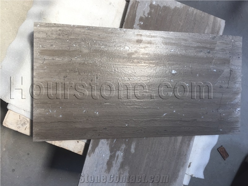 Grey Wood Grain Marble Slabs, China Grey Marble, Brushed Finished Tiles