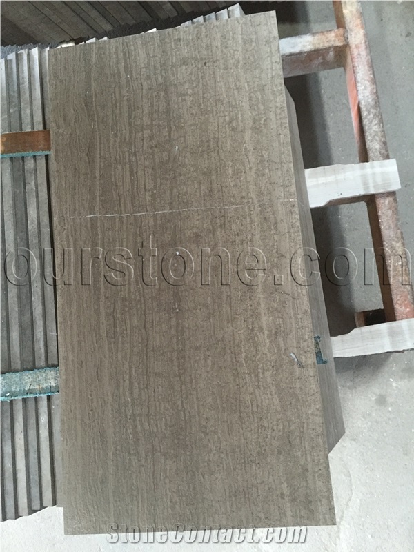 Grey Wood Grain Marble Slabs, China Grey Marble, Brushed Finished Tiles