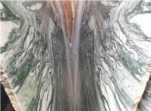 Purple Mountain Marble Slabs & Tiles, Chinese Landscape Painting Marble, Green and Brown Polished Marble Floor Covering Tiles, Wall Tiles
