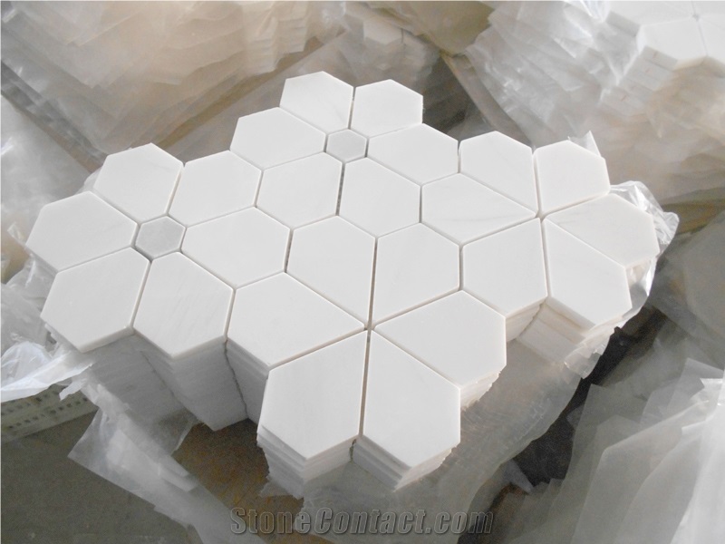 Direct Factory Marble, White Marble Pattern, Sun Flower Mosaic, Floor Tiles,White Mosaic
