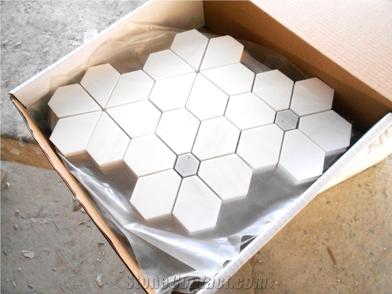 Direct Factory Marble, White Marble Pattern, Sun Flower Mosaic, Floor Tiles,White Mosaic