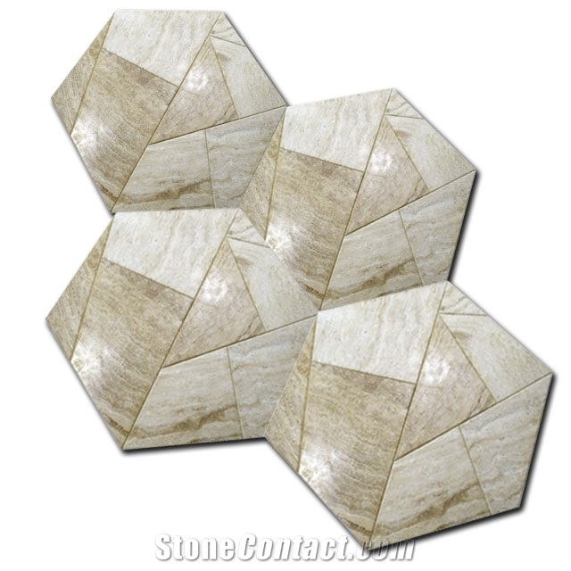 Hot Sales Yellow Marble Hexagon Mosaic
